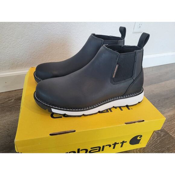 Carhartt Millbrook Water Resistant 4" Romeo Wedge Boot 7.5‎ Black Shoes Soft Toe - Picture 1 of 7